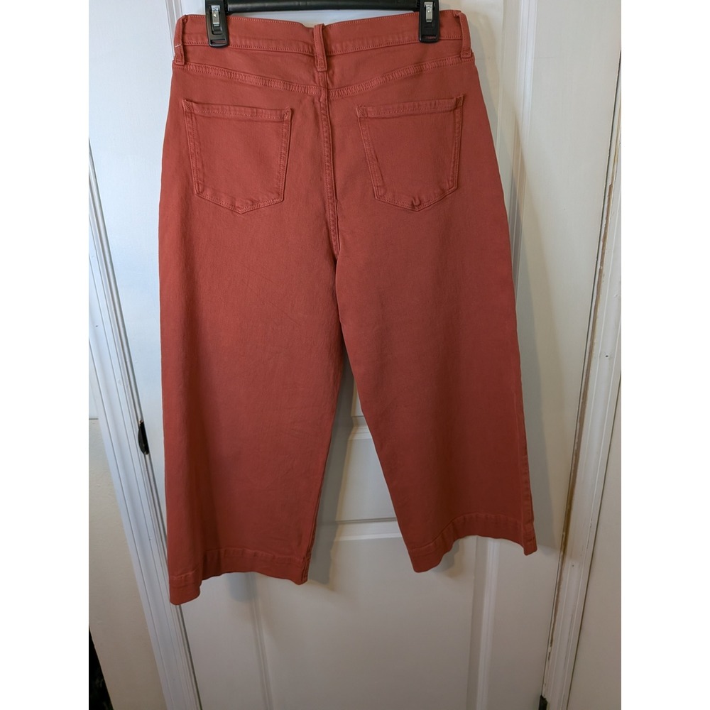 ana A‎ New Approach Womens High Rise Wide Leg Crop Pants Rust Terracotta Size 10